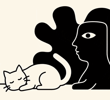 Animated MEQ Peer hand, face and Charlie cat illustration